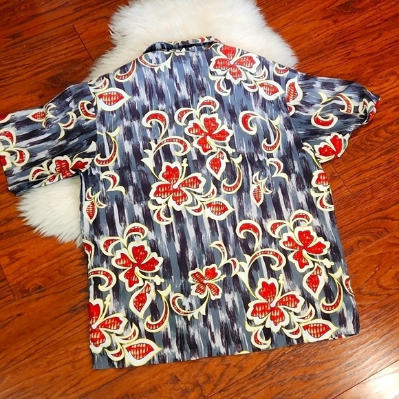 Y2K Vintage Anchor Blue Button Front Mens Collared Hawaiin Shirt - Picture 4 of 4